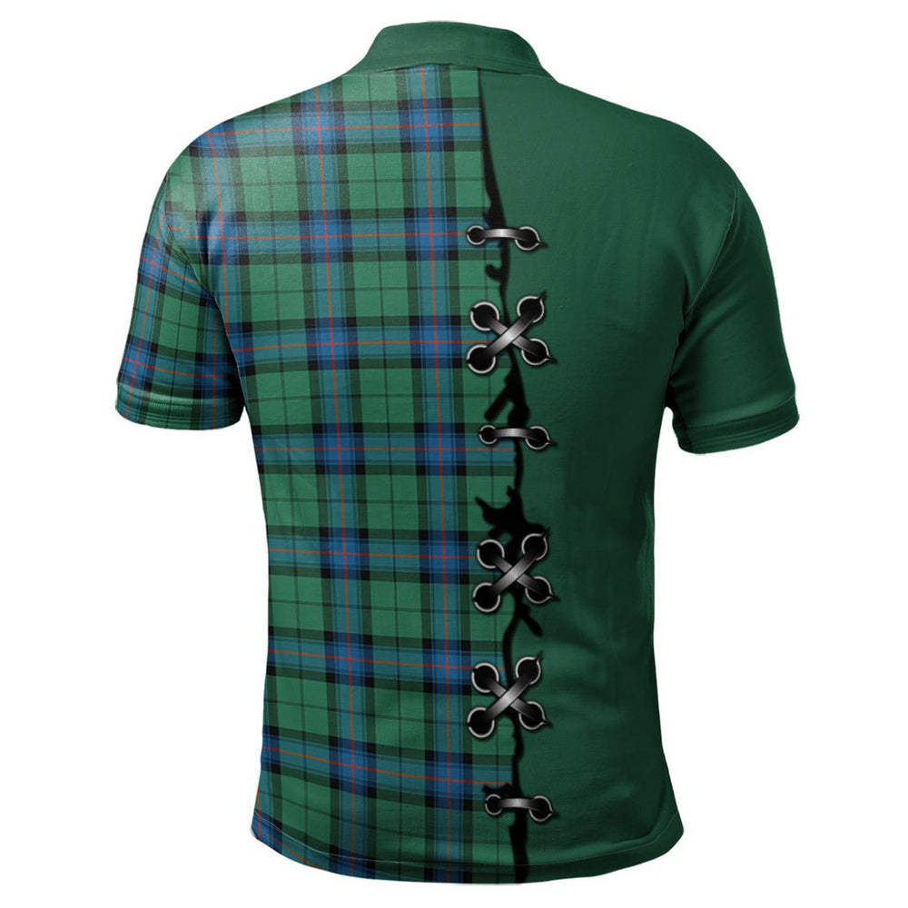 Clan Armstrong Ancient Tartan Polo Shirt - Lion Rampant And Celtic Thistle Style SZ58 Armstrong Ancient Tartan Tartan Polo