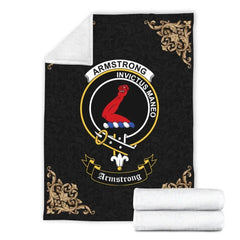 Clan Armstrong Crest Tartan Premium Blanket Black QN46 Clan Armstrong Tartan Today