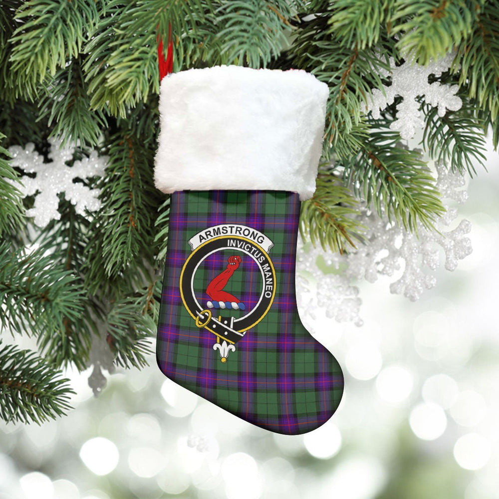 Clan Armstrong Modern Tartan Crest Christmas Stocking QF32 Armstrong Modern Tartan Tartan Stocking