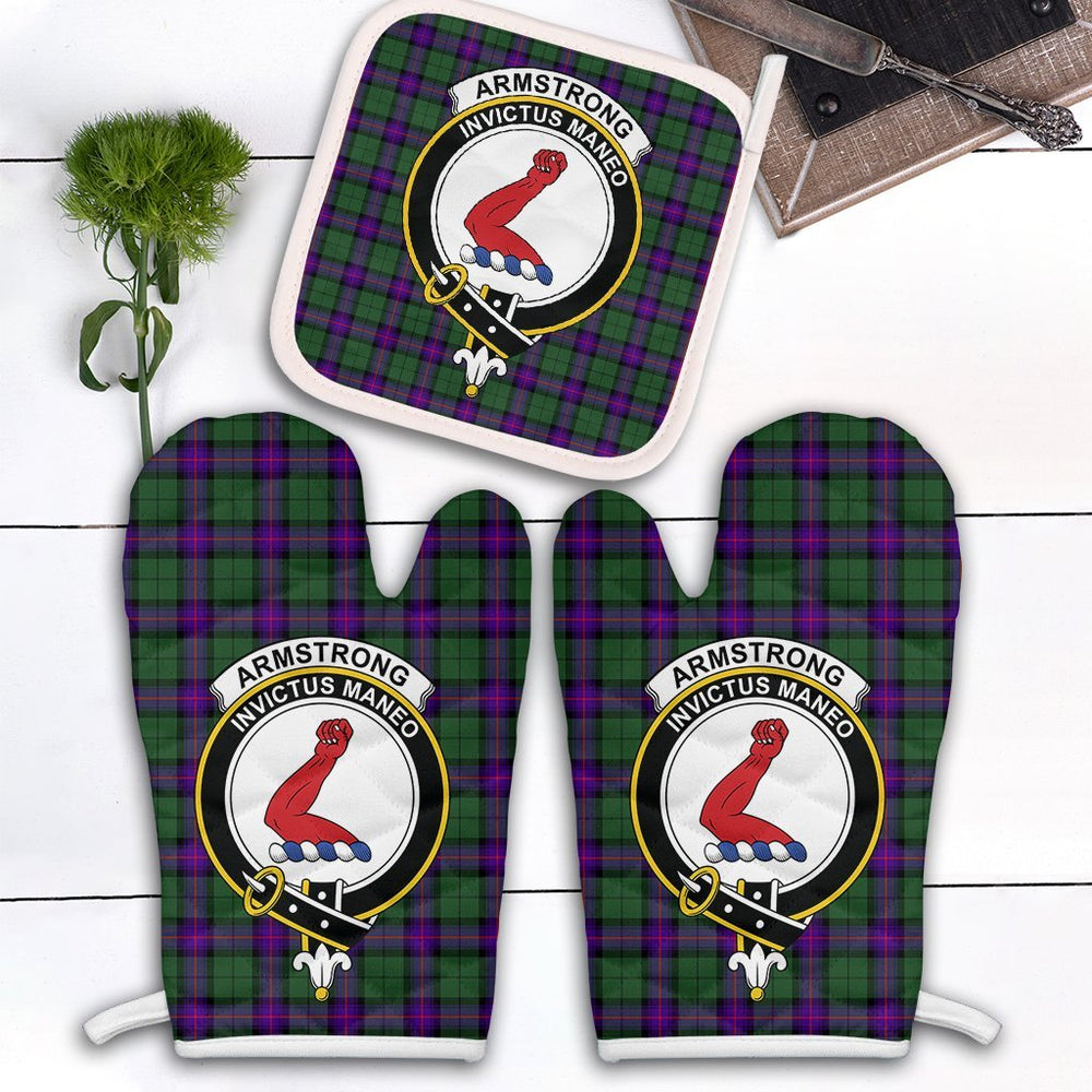 Clan Armstrong Modern Tartan Crest Oven Mitt And Pot Holder (2 Oven Mitts + 1 Pot Holder) WU54 Clan Armstrong Tartan Today