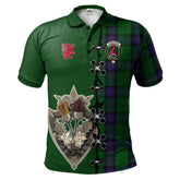 Clan Armstrong Tartan Polo Shirt - Lion Rampant And Celtic Thistle Style NJ94 Armstrong Tartan Tartan Polo