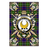 Clan Arnott Tartan Crest Black Garden Flag - Gold Thistle FF43 Clan Arnott Tartan Today