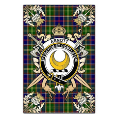Clan Arnott Tartan Crest Black Garden Flag - Gold Thistle FF43 Clan Arnott Tartan Today