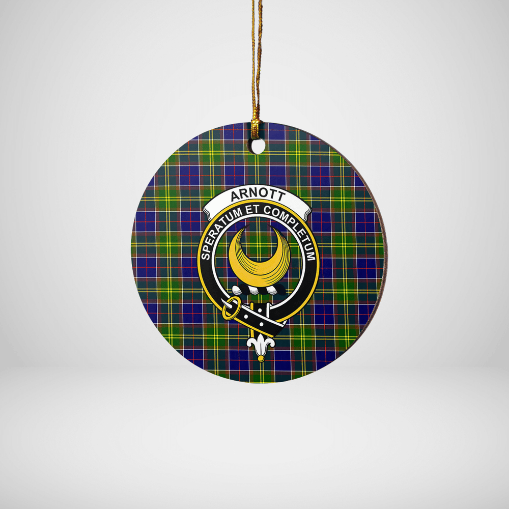 Clan Arnott Tartan Crest Round Ceramic Ornament VJ45 Arnott Tartan Tartan Christmas