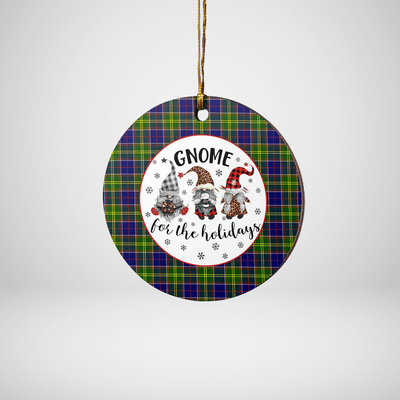 Clan Arnott Tartan Gnome Round Ceramic Ornament