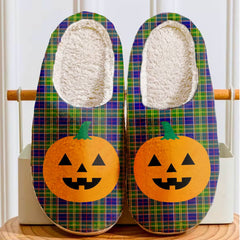 Clan Arnott Tartan Halloween Pumpkin Slippers, Fluffy Spooky Slippers JG44 Arnott Tartan Tartan Halloween