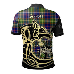 Clan Arnott Tartan Polo Shirt Viking Wolf XU26 Arnott Tartan Tartan Polo
