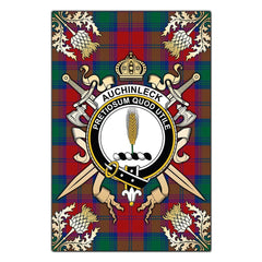 Clan Auchinleck Tartan Crest Black Garden Flag - Gold Thistle GJ30 Clan Auchinleck Tartan Today