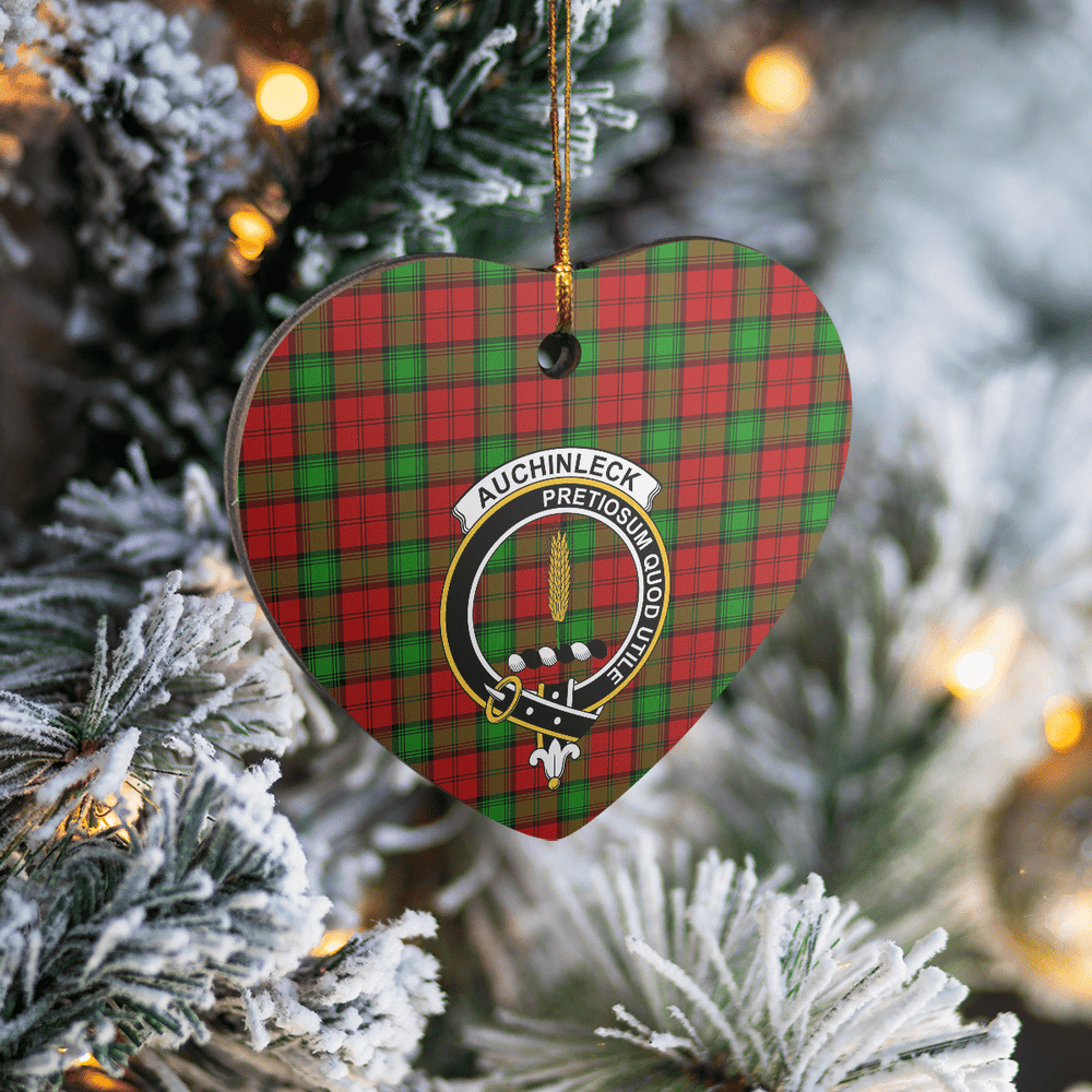 Clan Auchinleck Tartan Crest Heart Ceramic Ornament KW27 Auchinleck Tartan Tartan Christmas