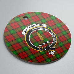 Clan Auchinleck Tartan Crest Round Ceramic Ornament QB58 Auchinleck Tartan Tartan Christmas