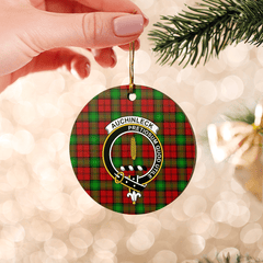 Clan Auchinleck Tartan Crest Round Ceramic Ornament QB58 Auchinleck Tartan Tartan Christmas