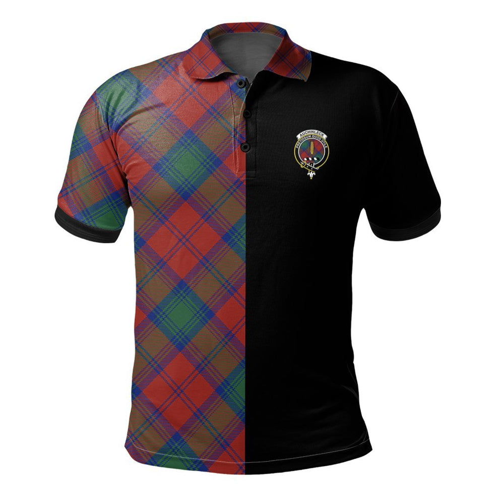 Clan Auchinleck Tartan Polo Shirt Half of Me - Cross Style MQ24 Auchinleck Tartan Tartan Polo