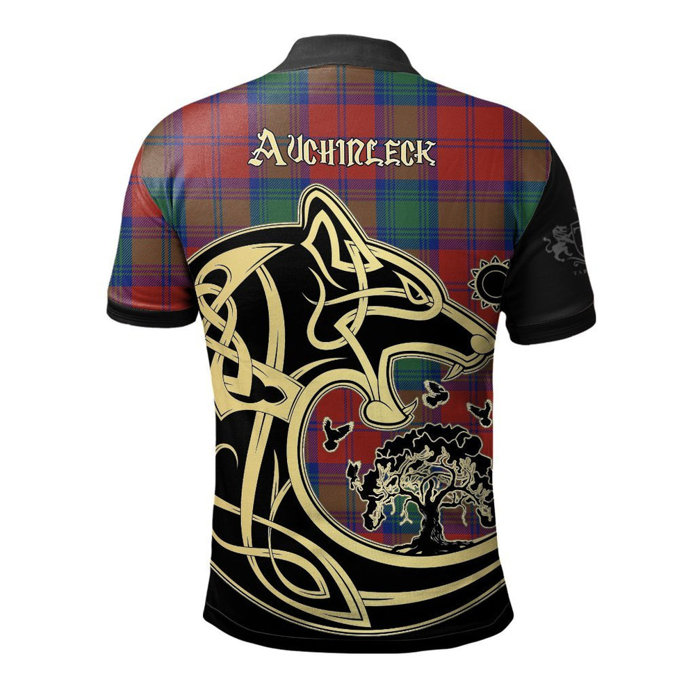 Clan Auchinleck Tartan Polo Shirt Viking Wolf DD63 Auchinleck Tartan Tartan Polo
