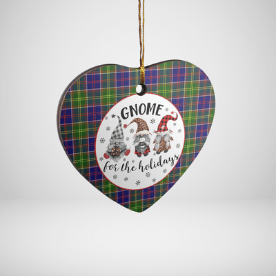 Clan Ayrshire District Tartan Gnome Heart Ceramic Ornament