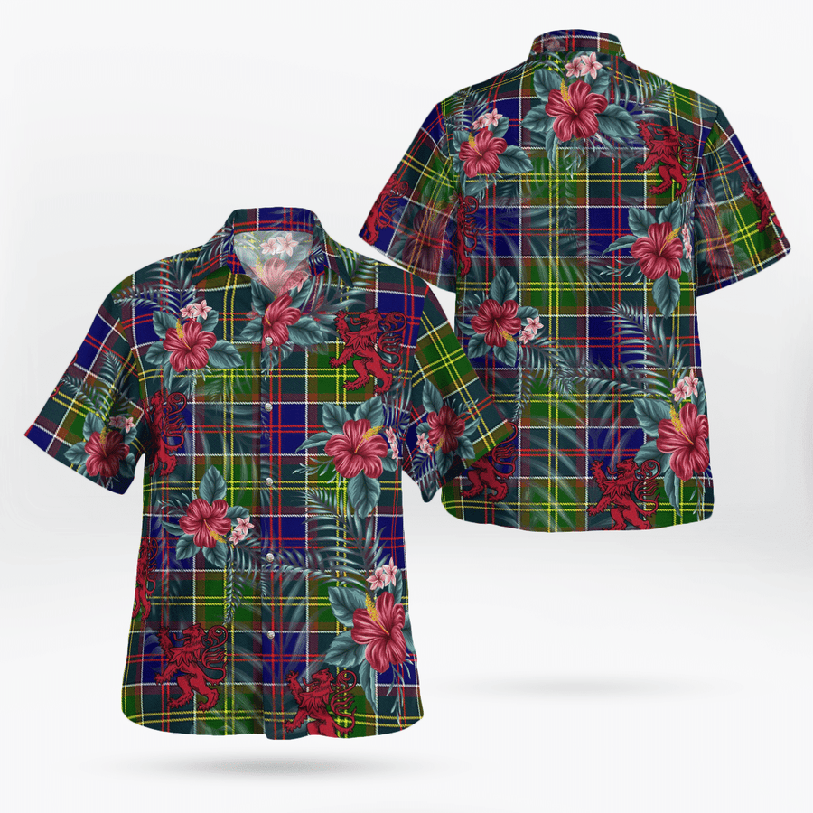 Clan Ayrshire District Tartan Scottish Lion Hawaiian Shirt SK79 Ayrshire District Tartan Tartan Hawaii Shirt