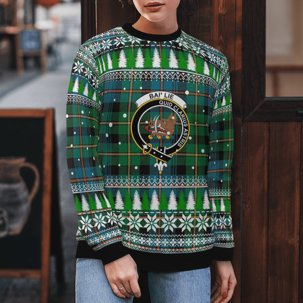 Clan Baillie Ancient Crest Tartan Christmas Ugly Sweater XZ65 Baillie Ancient Crest Tartan Tartan Ugly Sweater