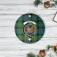 Clan Baillie Ancient Tartan Crest Round Ceramic Ornament XP57 Baillie Ancient Tartan Tartan Christmas