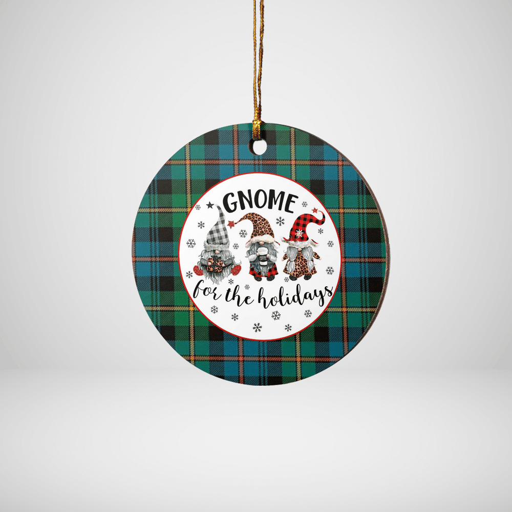 Clan Baillie Ancient Tartan Gnome Round Ceramic Ornament AF61 Baillie Ancient Tartan Tartan Christmas