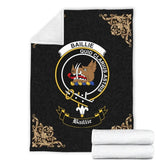Clan Baillie Crest Tartan Premium Blanket Black IP64 Clan Baillie Tartan Today