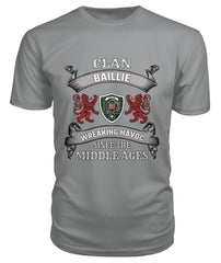 Clan Baillie Family Tartan 2D T-ShirtMX59 Baillie Tartan 2D T-Shirt Tartan T-Shirt Storm Grey S Baillie Tartan 2D T-Shirt