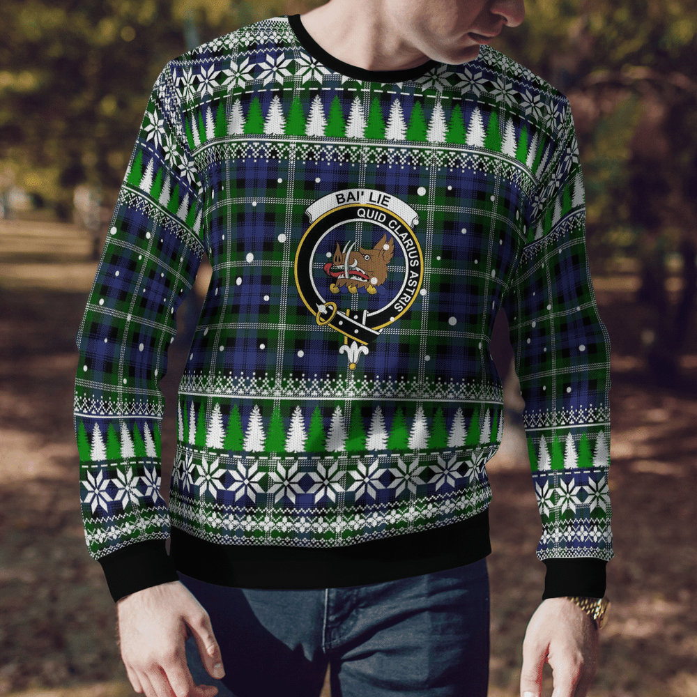 Clan Baillie Modern Crest Tartan Christmas Ugly Sweater RO36 Baillie Modern Crest Tartan Tartan Ugly Sweater