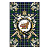 Clan Baillie Modern Tartan Crest Black Garden Flag - Gold Thistle UB22 Clan Baillie Tartan Today