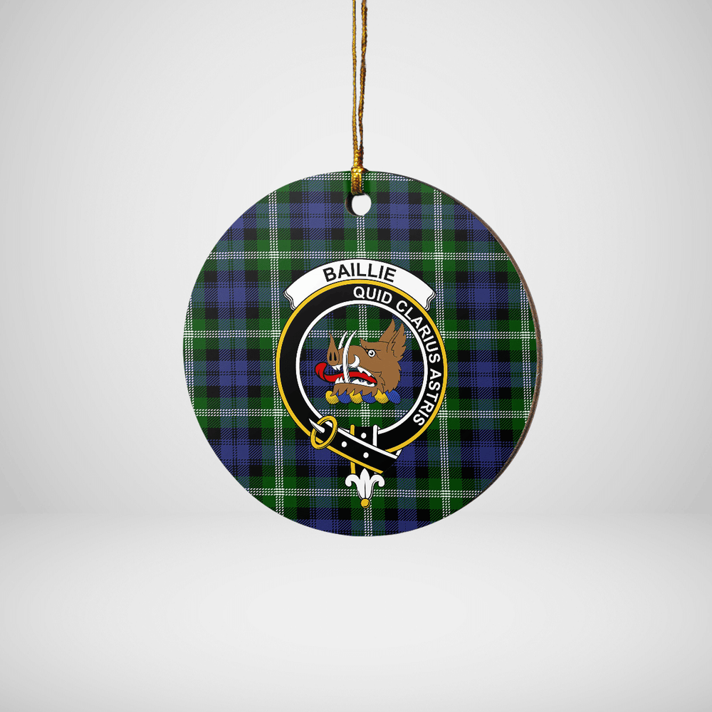 Clan Baillie Modern Tartan Crest Round Ceramic Ornament YT16 Baillie Modern Tartan Tartan Christmas