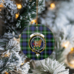 Clan Baillie Modern Tartan Crest Round Ceramic Ornament YT16 Baillie Modern Tartan Tartan Christmas