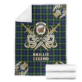 Clan Baillie Modern Tartan Gold Courage Symbol Blanket OB58 Clan Baillie Tartan Today