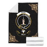 Clan Bain Crest Tartan Premium Blanket Black OS61 Clan Bain Tartan Today