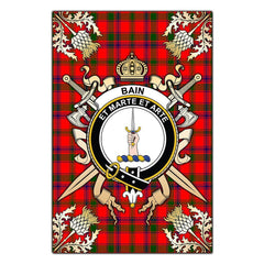Clan Bain Tartan Crest Black Garden Flag - Gold Thistle AO97 Clan Bain Tartan Today