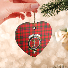 Clan Bain Tartan Crest Heart Ceramic Ornament GM44 Bain Tartan Tartan Christmas