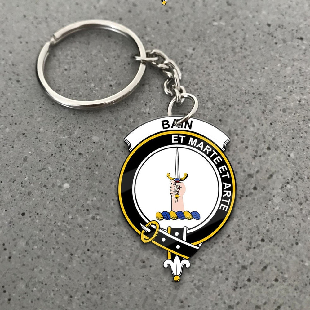 Clan Bain Tartan Crest Keychain QK73 Clan Bain Tartan Today