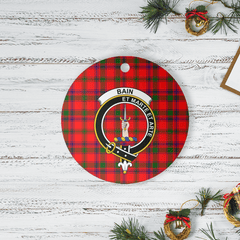 Clan Bain Tartan Crest Round Ceramic Ornament GC39 Bain Tartan Tartan Christmas