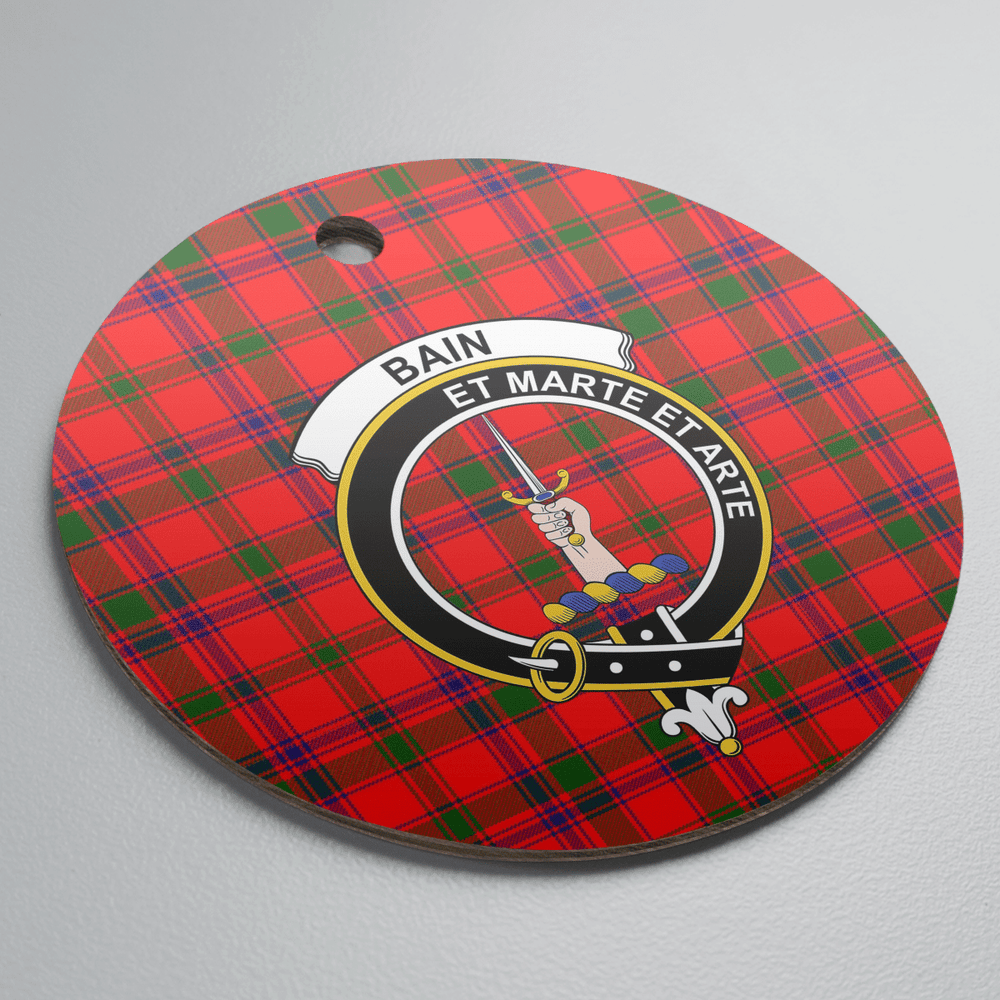 Clan Bain Tartan Crest Round Ceramic Ornament GC39 Bain Tartan Tartan Christmas