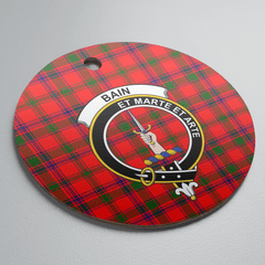 Clan Bain Tartan Crest Round Ceramic Ornament GC39 Bain Tartan Tartan Christmas
