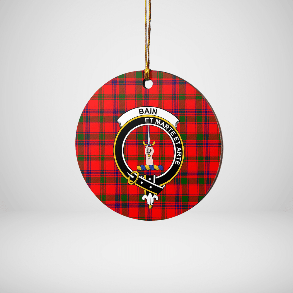 Clan Bain Tartan Crest Round Ceramic Ornament GC39 Bain Tartan Tartan Christmas