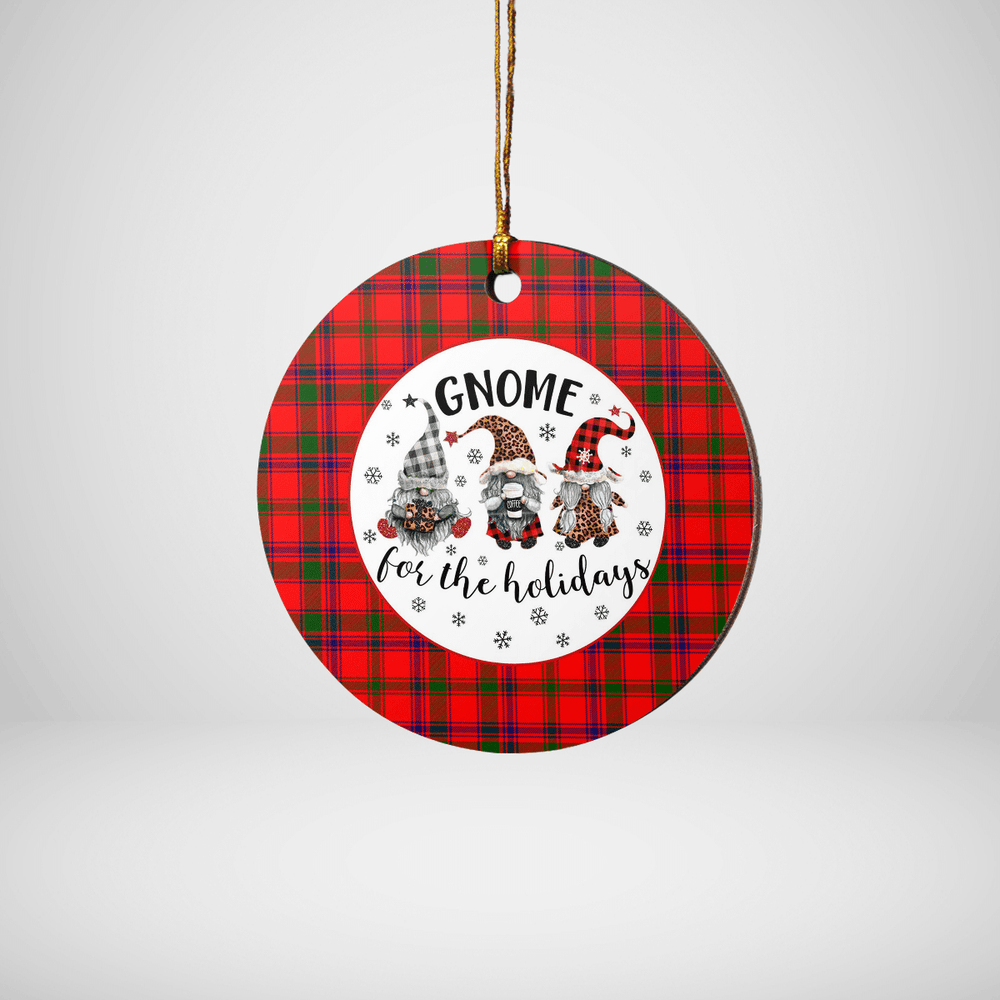 Clan Bain Tartan Gnome Round Ceramic Ornament MX50 Bain Tartan Tartan Christmas