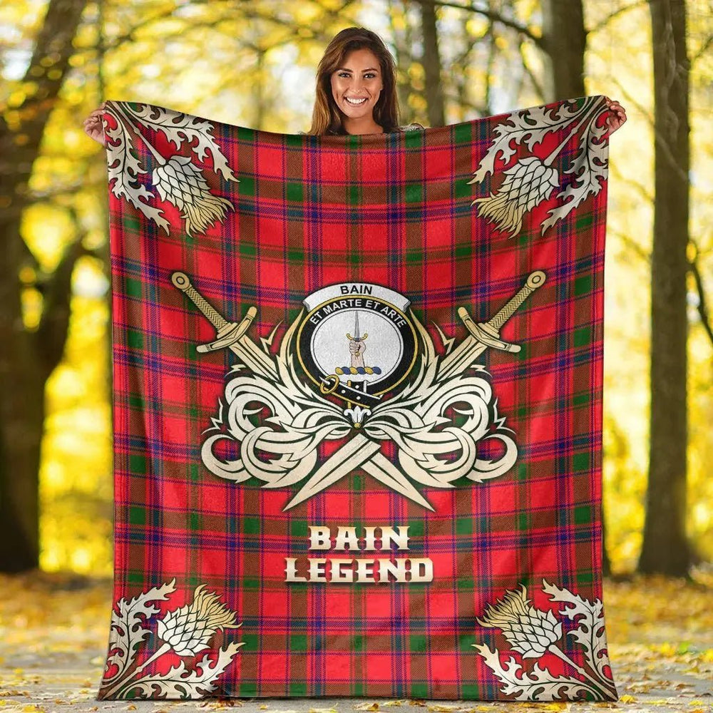 Clan Bain Tartan Gold Courage Symbol Blanket DH59 Clan Bain Tartan Today