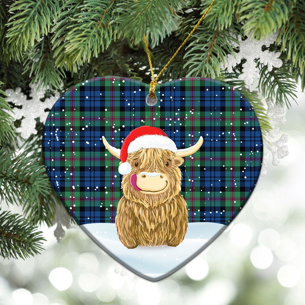 Clan Baird Ancient Tartan Christmas Ceramic Ornament Highland Cows Style DK60 Baird Ancient Tartan Tartan Ornament
