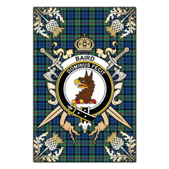 Clan Baird Ancient Tartan Crest Black Garden Flag - Gold Thistle XD33 Clan Baird Tartan Today