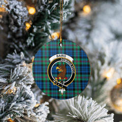 Clan Baird Ancient Tartan Crest Round Ceramic Ornament KT36 Baird Ancient Tartan Tartan Christmas