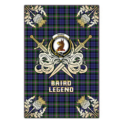 Clan Baird Modern Tartan Crest Black Garden Flag - Gold Thistle Legend KF92 Clan Baird Tartan Today