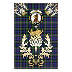 Clan Baird Modern Tartan Crest Black Garden Flag - Gold Thistle Ver 1HG14 Clan Baird Tartan Today