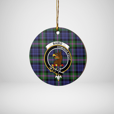 Clan Baird Modern Tartan Crest Round Ceramic Ornament