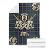 Clan Baird Modern Tartan Gold Courage Symbol Blanket FQ48 Clan Baird Tartan Today