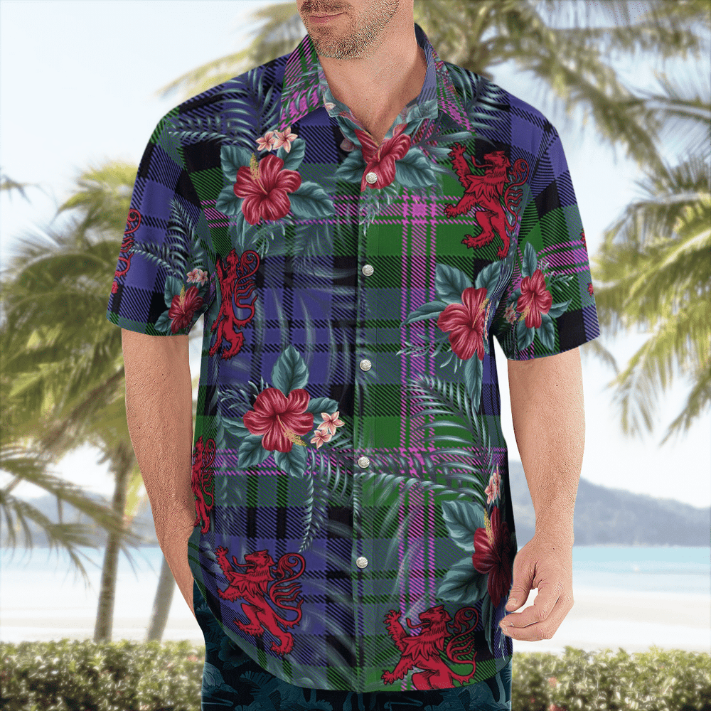 Clan Baird Modern Tartan Scottish Lion Hawaiian Shirt FX65 Baird Modern Tartan Tartan Hawaii Shirt