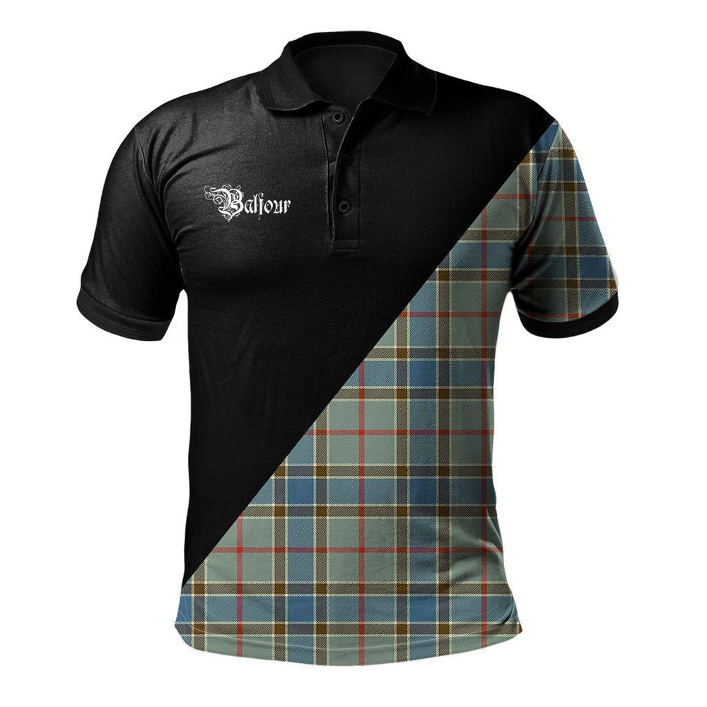 Clan Balfour Blue Clan - Military Polo Shirt OB63 Balfour Blue Tartan Tartan Polo