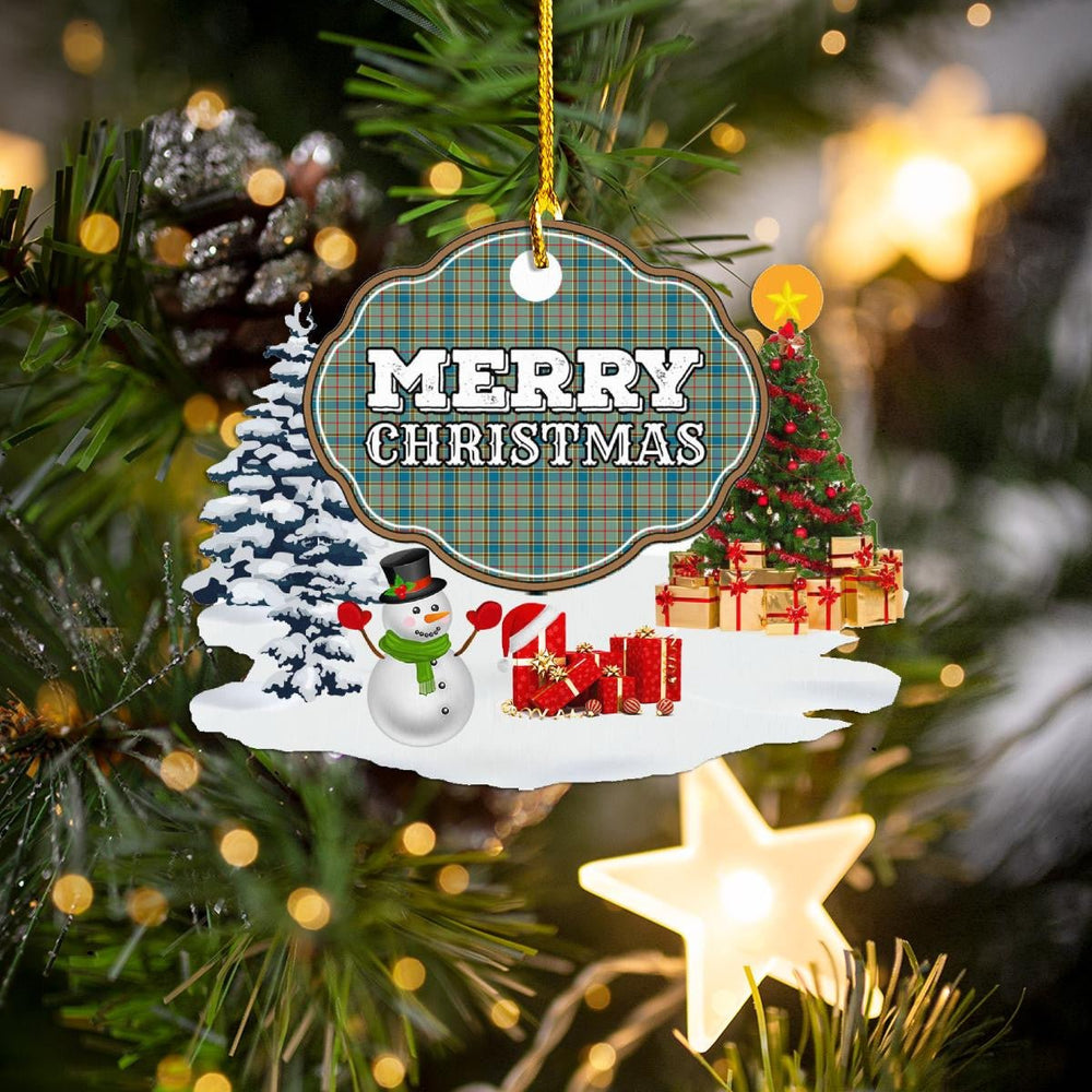 Clan Balfour Blue "Merry Christmas" Tartan Acrylic Ornament EO31 Balfour Blue Tartan Tartan Christmas