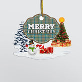 Clan Balfour Blue "Merry Christmas" Tartan Acrylic Ornament EO31 Balfour Blue Tartan Tartan Christmas